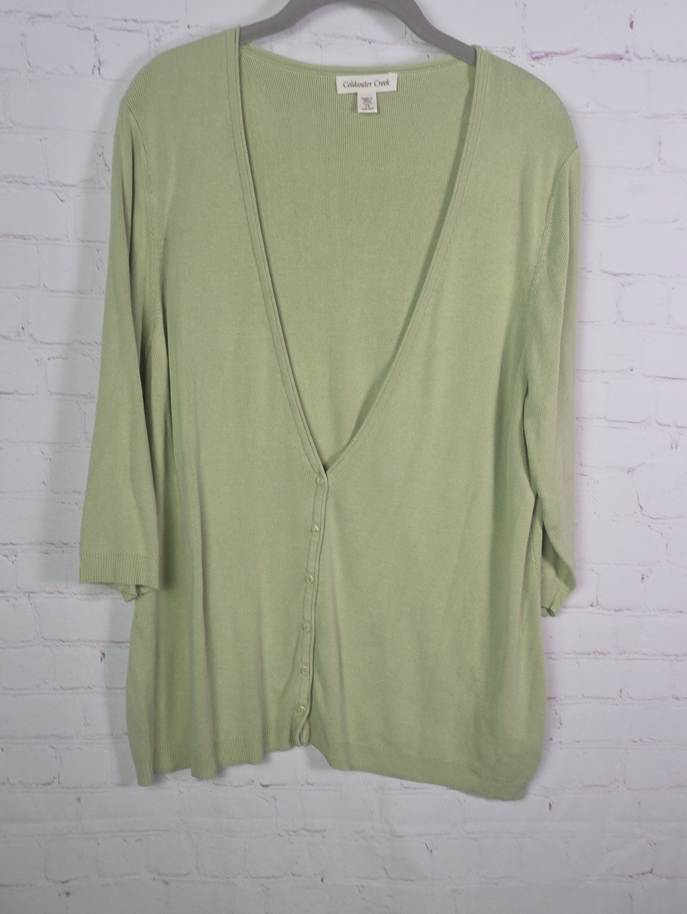 Coldwater Creek Soft Sage V-Neck Button Cardigan